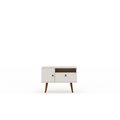 Designed To Furnish Tribeca Mid-Century Modern TV Stand with Solid Wood Legs in Off White, 26.77 x 35.43 x 15.75 in. DE2616268